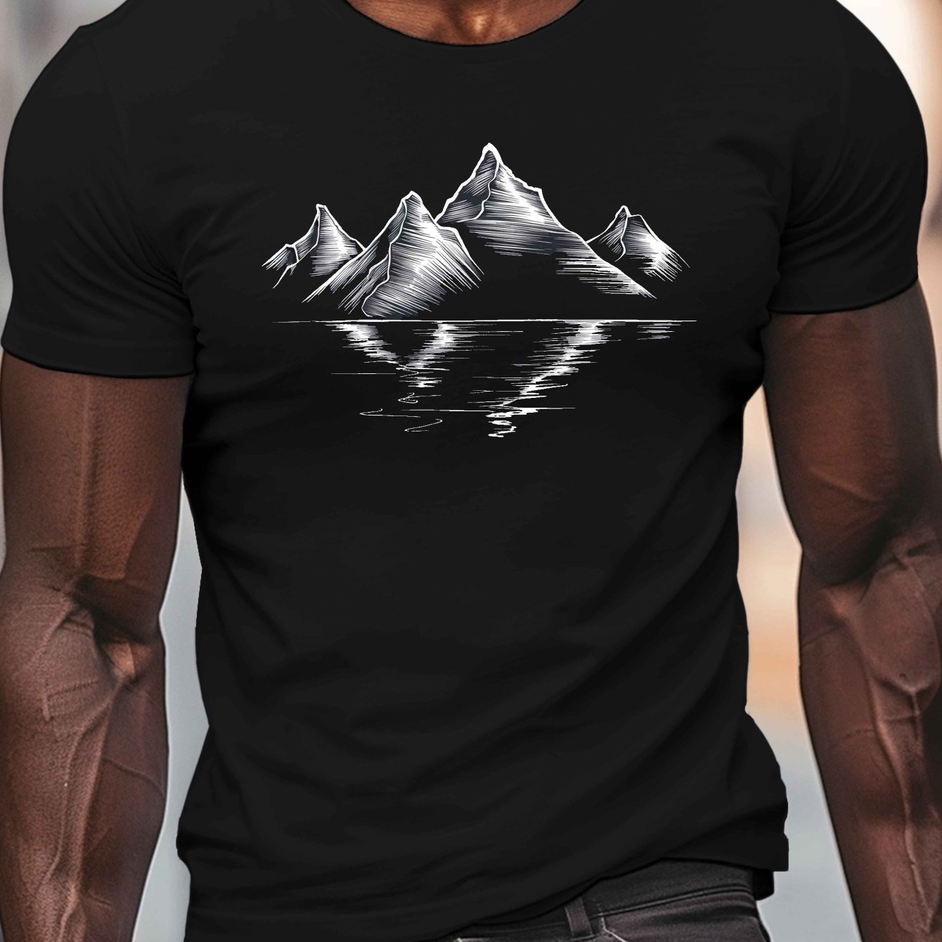 Summer Clothing Range - Kaos Kasual Pria Royal dengan Cetakan