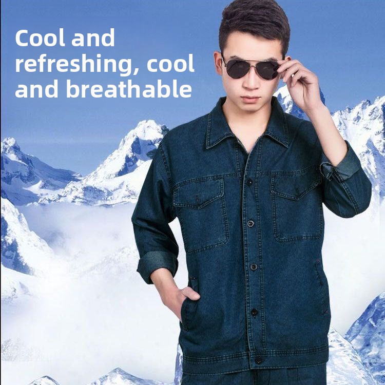 Summer Clothing Sets Men - Setelan Pakaian Kerja Denim Ringan Musim