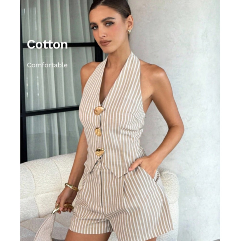 Zara Summer Clothing For Women - Setelan 2 potong rompi halter tanpa
