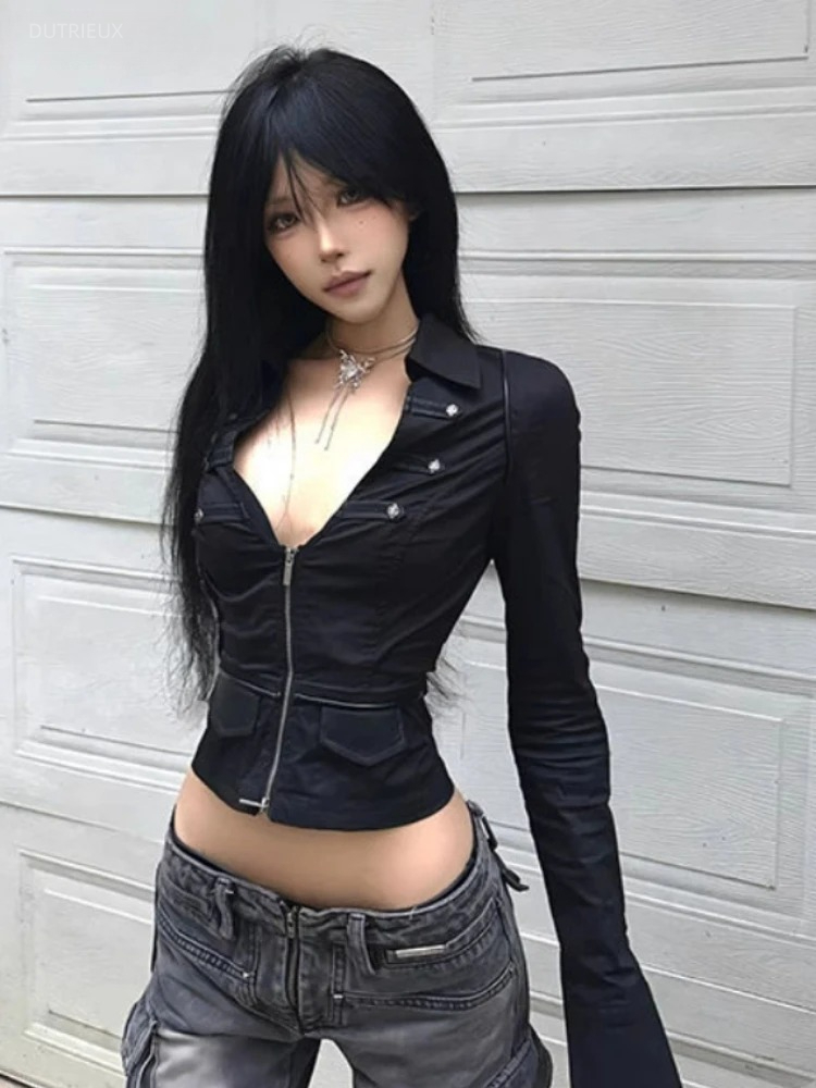 Summer Clothing Aesthetic - Y2k Blus Seksi Wanita Estetika Kemeja