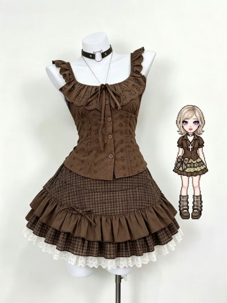 Summer Alt Clothing - Set Rok 2 Potong Vintage Amerika