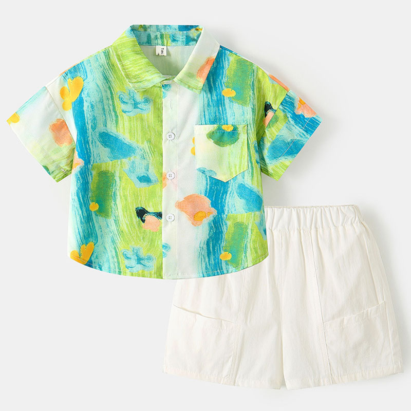 Summer Clothing Drawing For Kids - Set 2 Potong Baju Bayi Laki-laki