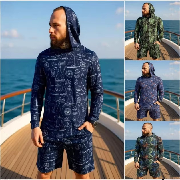 Summer Clothing Sets Men - Setelan Dua Potong Hoodie Unisex Motif