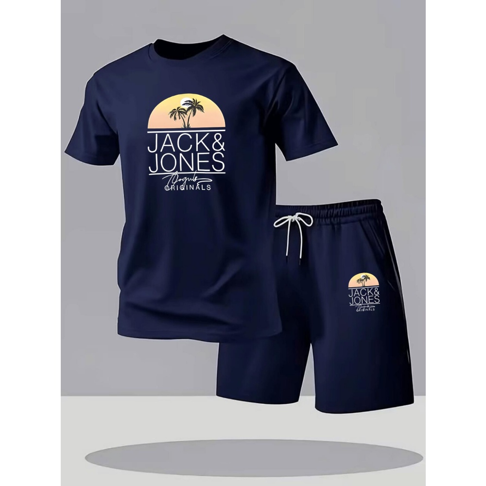 Summer Clothing Sets Men - Setelan Kaos Fitness Pria Bernapas Cepat
