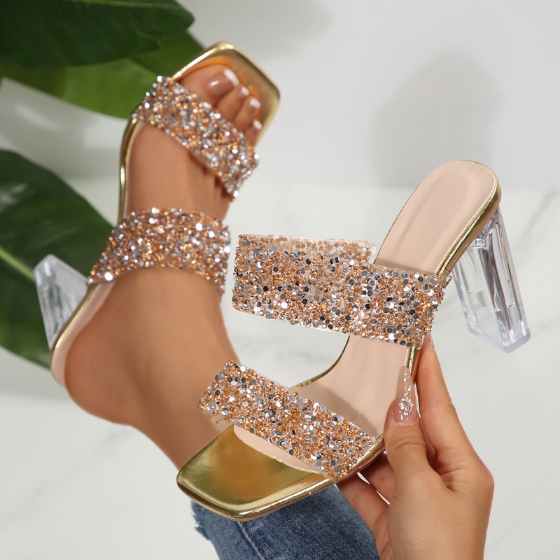 Sandal Hak Tinggi Glitter Pita - Summer Clothing Modest ulasan dan harga
