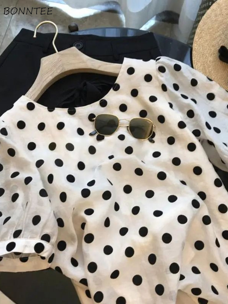 Blus Polka Dot wanita elegan m - Summer Clothing Aesthetic ulasan dan harga