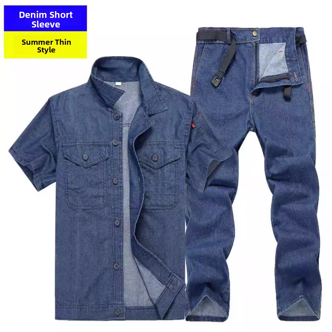Setelan Pakaian Kerja Denim Ri - Summer Clothing Sets Men ulasan dan harga