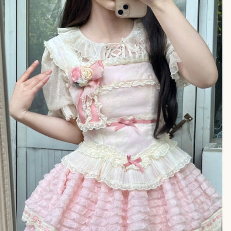 Blus Wanita Tambal Sulam Renda - Summer Clothing Aesthetic ulasan dan harga