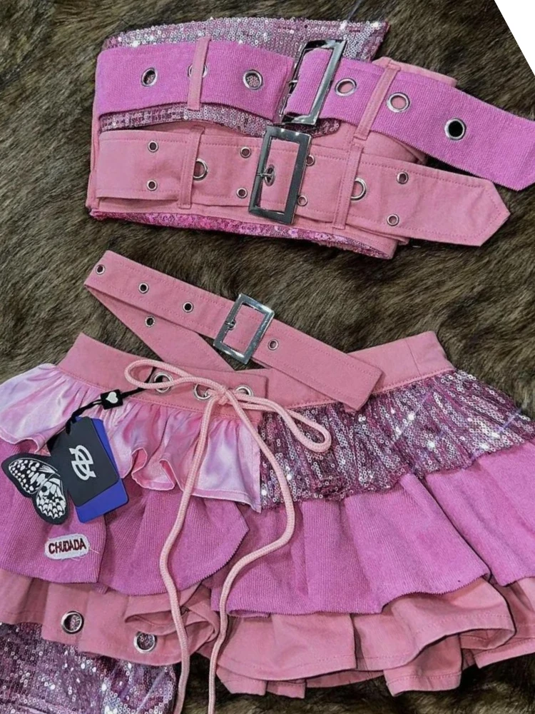 Set 2 Potong Wanita Gaya Punk  - Summer Clothing Aesthetic ulasan dan harga
