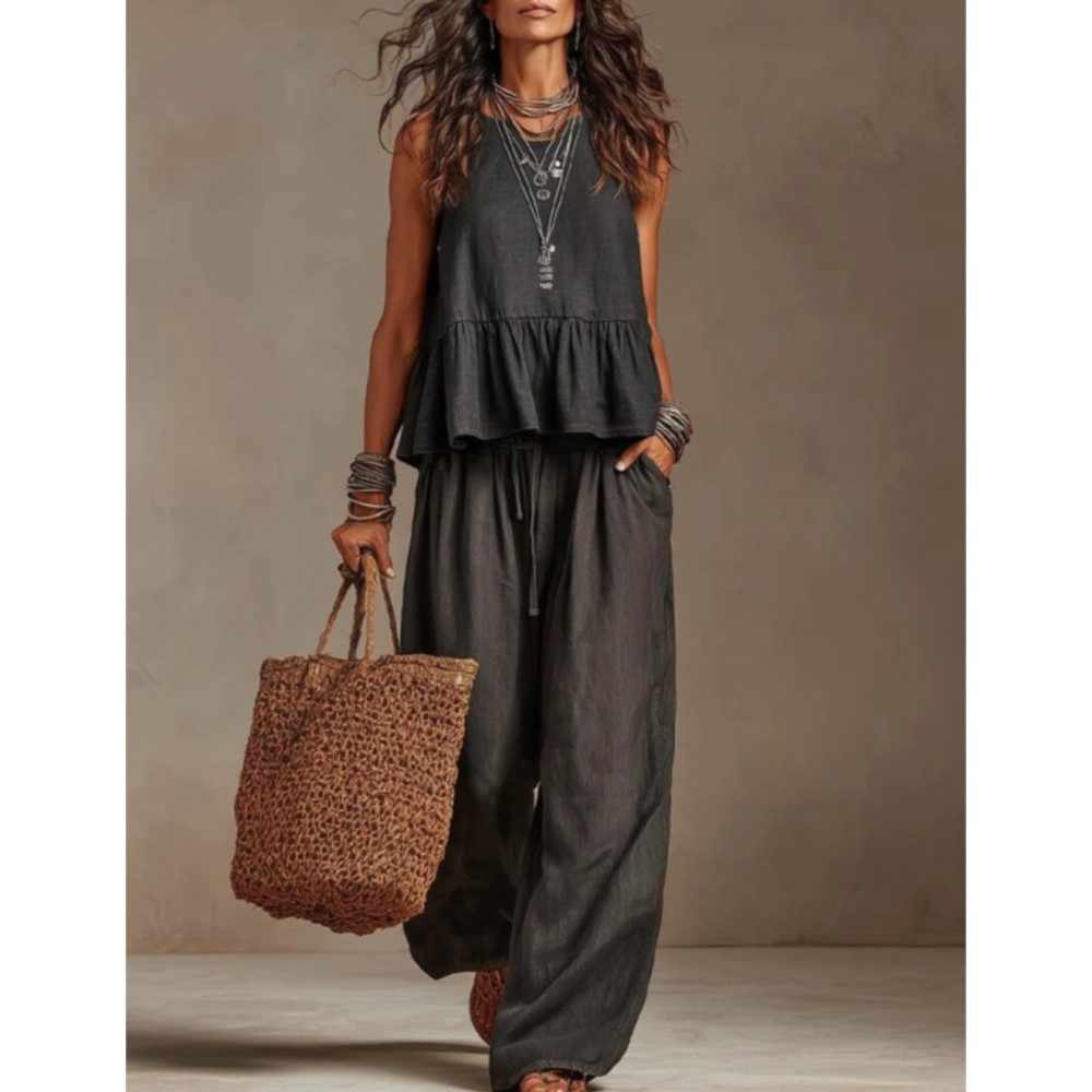 Setelan 2 potong Kaos Tanpa Le - Zara Summer Clothing For Women ulasan dan harga