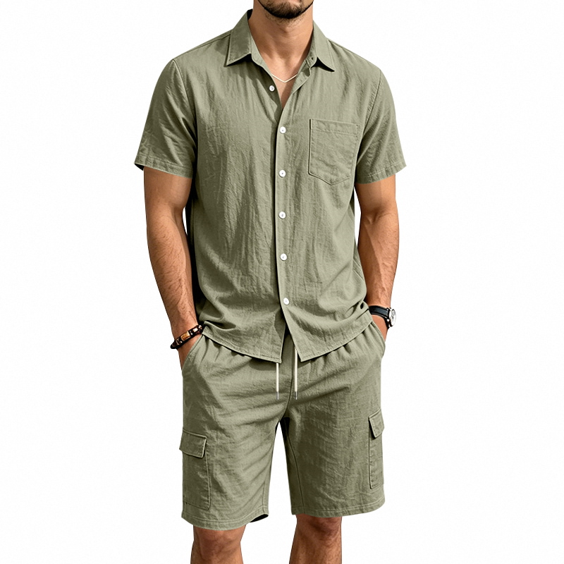 Setelan Linen Amerika Musim Pa - Summer Clothing Sets Men ulasan dan harga
