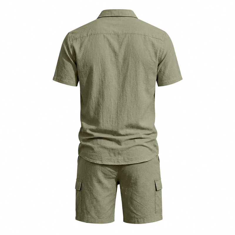 Setelan Linen Amerika Musim Pa - Summer Clothing Sets Men ulasan dan harga