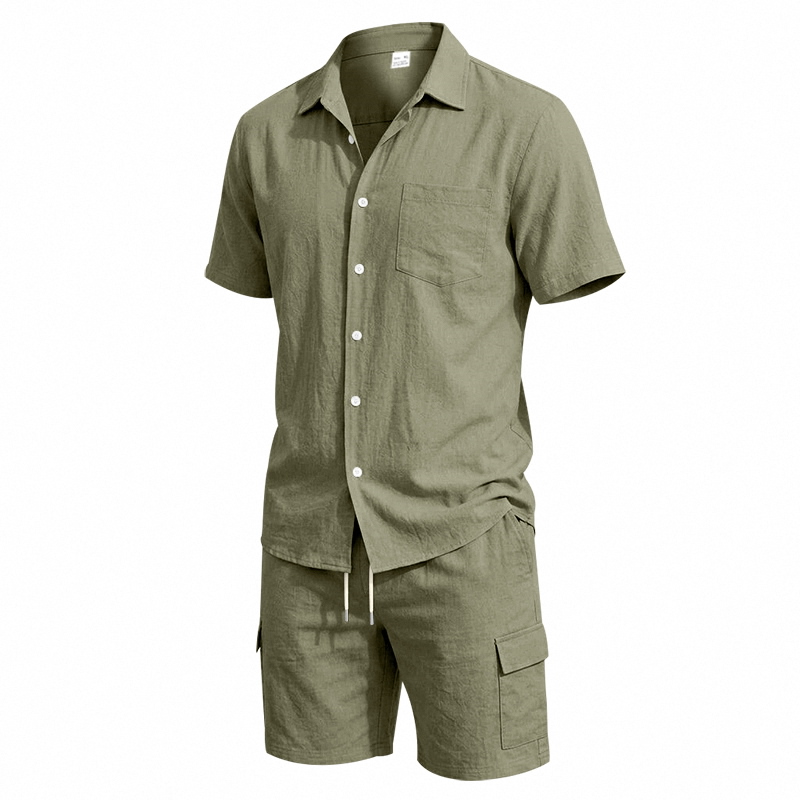 Setelan Linen Amerika Musim Pa - Summer Clothing Sets Men ulasan dan harga