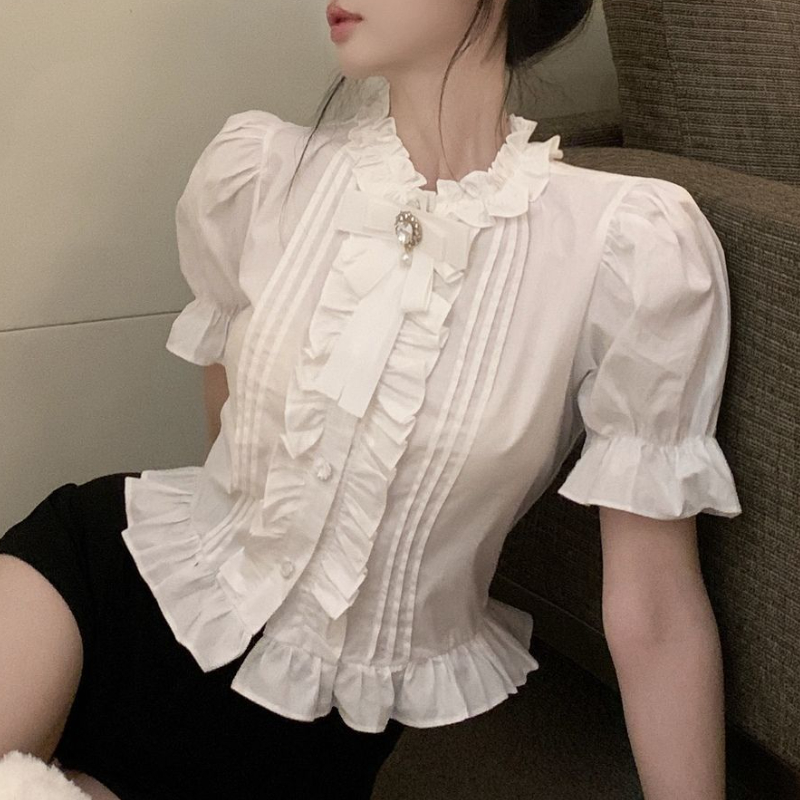 Kemeja lengan Puff Wanita ruff - Summer Clothing Aesthetic ulasan dan harga